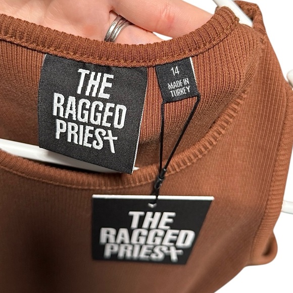 Ragged Priest Cut Out Sleeveless Brown Ribbed Midi Dress Size 14/Large NWT - Picture 9 of 13